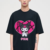 การ์ตูน Kuromi พิมพ์แขนสั้น, น่ารักสไตล์การ์ตูนรักพิมพ์เสื้อยืด Unisex