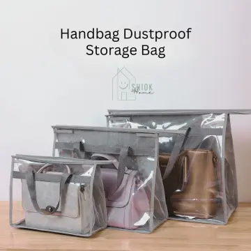 Handbag Dust Bags, PVC Clear Dustproof Purse Handbag Cover, Black