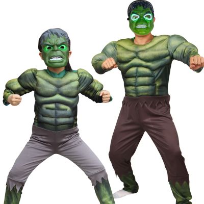 Halloween Adult Muscle Clothes Cosplay Costumes Hulk Man Attached Mask Childrens Party Christmas Gifts