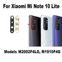 1ชิ้นใหม่สำหรับ Xiaomi Mi Note 10 Lite ฝาหลังกระจกหลังเลนส์กล้องถ่ายรูปพร้อมกาวสติ๊กเกอร์ M2002F4LG กาว M1910F4G อะไหล่ทดแทน