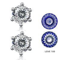 Love 100 Plum Blossom Sakura Multi Cut Moissanite Stud Earrings for Female 925 Sterling Silver Fine Jewelry Earrings