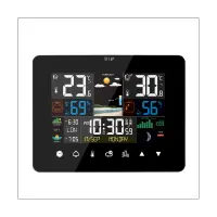 Weather Station with Touch Screen Wall Clock Temperature Humidity Meter Table Desk Clocks with Outdoor Sensor for Home