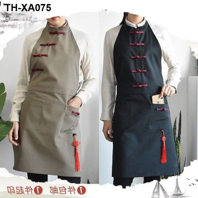 Chinese style kitchen overalls female fashion male waterproof and oil printing