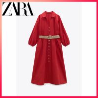 Zara ใหม่ ชุดเดรส ผ้าลินิน พร้อมเข็มขัด สําหรับผู้หญิง w9