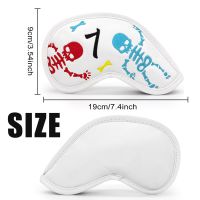 Skulls Embroidery Golf Iron Head Covers 10 Piece Set, Synthetic Leather Deluxe Club Headcover White, Universal Fit Main Iron