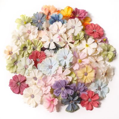 [AYIQ Flower Shop] จำนวนมาก4.5เซนติเมตรผ้าไหมเดซี่หัวมินิบ้านตกแต่งงานแต่งงาน DIY S Crapbook ดอกไม้ประดิษฐ์พวงหรีดคริสต์มาสอุปกรณ์เสริมผ้าโพกศีรษะ