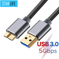 3.0 USB Type A ถึง Micro B Data Sync Cable ความเร็วที่รวดเร็ว USB 3.0สายไฟสำหรับฮาร์ดดิสก์ไดรฟ์ภายนอก HDD Samsung S5 Note 3 Connector