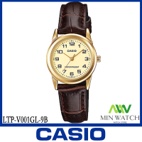 นาฬิกาข้อมือผู้หญิง Casio สายหนัง หน้าปัดทอง รุ่น LTP-V001GL ของแท้ 100% ประกันศูนย์เซ็นทรัลCMG1 ปี จากร้าน MIN WATCH