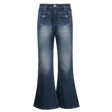 Grey Denim Jeans Pants for Women 2024 Vintage Bell Bottom Jeans