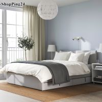 เตียงนอน เตียงบุนวมพร้อมกล่องลิ้นชักเก็บของ 2 ใบ สีเทา  Bed Upholstered bed 2 storage boxes, Kabusa light grey