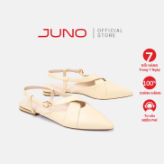 Giày Búp Bê 3 cm Thời Trang JUNO Quai Chéo Gắn Khoá Hoa Trang Trí BB03086