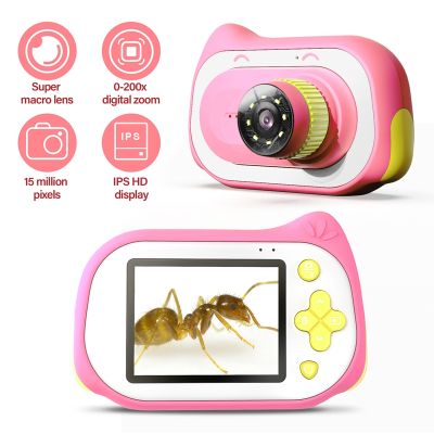 Kids Digital Camera Children Educational Microscope Portable Magnifying Glass Macro Camera HD Screen