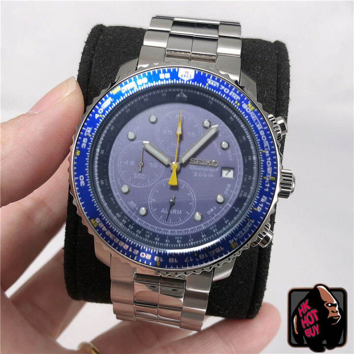 Seiko Men's SNA411P1 Quartz Pilot's FlightMaster Alarm Chronograph 200M