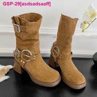 Asdsadsaaff Botas De Camurça พารามัลเฮอร์ Sapatos Platafos Inverno Botas Neve Casual Casual Casual Gladiador Gótico Motocicleta Novo 2023