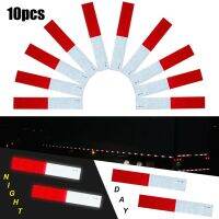 สติกเกอร์ติดรถยนต์แถบสีขาวสีแดงขนาด2X12นิ้วเทปสะท้อนที่เห็นได้อย่างชัดเจนเทรลเลอร์ RV ความปลอดภัยในเวลากลางคืนฟิล์มโลโก้เตือนความปลอดภัยของรถบรรทุกรถ10ชิ้น