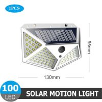 ไฟเครื่องตรวจจับความเคลื่อนไหวพลังงานแสงอาทิตย์ Led Lampu Tenaga Surya กลางแจ้ง100โคมไฟติดผนังกลางแจ้งไฟผนังกันน้ำ3โหมดแสงอาทิตย์