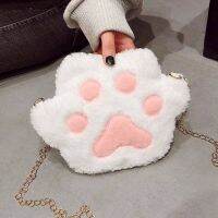 Japanese Soft Girl Heart Cat Paw Messenger Bag Plush Cute Bear Paw Single Shoulder Bag Cute Bag Schoolgirl Bag