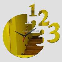 ZZOOI New Big Round Digital Numbers Watch Living Room Wall Clock Horloge 3D Acrylic Mirror Stickers DIY Art Mural Home Decoration