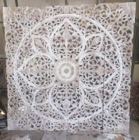 Mandala Headboard Queen Wood Carving Panel 150 x 150 Centimetre Wall Art Hanging Wooden Carved Panel Home Decor Thai Art (ไม้แกะสลัไม้ฉลุ 5 ft )