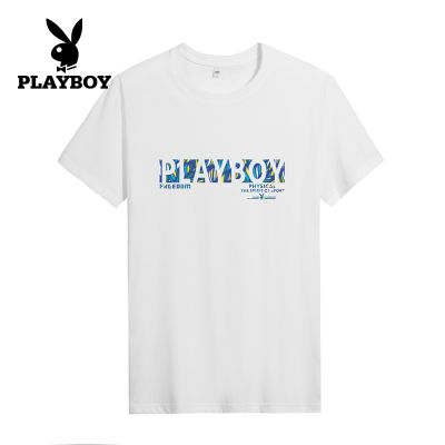 Playboy เสื้อยืดผู้ชาย 2022 ฤดูร้อนใหม่ผู้ชายเสื้อ bottoming ชายเสื้อรอบคอครึ่งแขนเสื้อยืด- T6T7