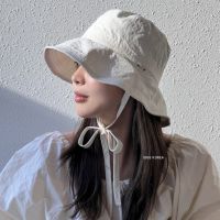 Korean Ins Lace-Up Fisherman Hat Women Ins Blogger Lightweight Windbreak Rope Sunshade Basin Hat Sun Bucket Hat