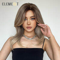 องค์ประกอบสังเคราะห์วิกผมขนาดกลางหยัก Ombre สีน้ำตาลสีบลอนด์วิกผมสำหรับผู้หญิงทุกวันพรรคเย็นทนความร้อนระบายอากาศ H Eadbandhot