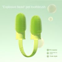 Pet two-finger toothbrush dog cat pet supplies tooth cleaning finger sleeve oral cleaning tool dog teeth cleaning cat toothbrush Brushes  Combs