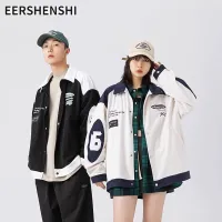 EERSHENSHI แจ็กเก็ตผ้าฝ้ายพิมพ์ลายวินเทจสำหรับแจ็คเก็ตหนาลำลองเรียบง่าย