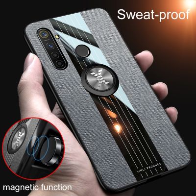 For OPPO Realme C1 C2 C3 C11 C12 C15 X XT Q2 X2 X7 X50 Pro Case Magnetic Ring Fabric Matte Phone Cover Realme 6 3 5 7i Pro Cases