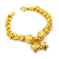 Star Heart Bracelet  Bangle Jewelry Women Thai Gold Filled  7 inch