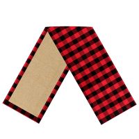 Burlap Table Runner Plaid Table Runner Black Red Buffalo Check Table Linens 14X71Inch Holiday Decoration Family Kitchen