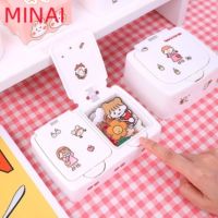 MINAI Ins Button Desktop Cute Storage Box with Lid Sundries Mini Jewlery Storage Box Organizer Kawaii Box Container Storage Small