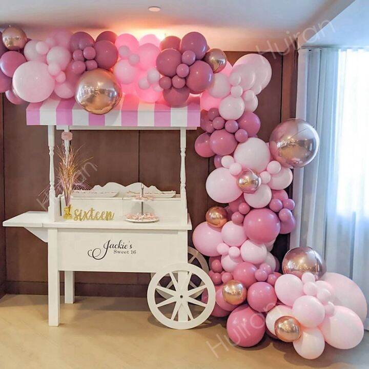 บอลลูนสีชมพู-garland-arch-ชุด-happy-birthday-party-decor-เด็กทารกฝักบัว-globo-งานแต่งงานวันเกิด-ballons-party-supplies-iewo9238