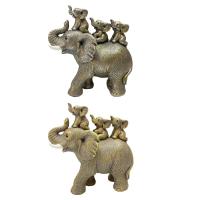 3 Baby Elephants Riding AN Elephant Statue Animal Figurine for Living Room Table Desk Bookshelf Entrance Craft Sculpture