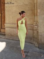 【CW】✸▪✤  Diagonal Cut Out Shoulder Backless Dresses 2023 Female Evening Vestidos