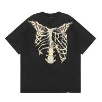 High Street Mens and Womens T-shirt REPRESENT New Vintage Skeleton Print Washable Old Casual Loose Short Sleeve T-shirt