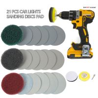 Newest 21Pcs Sanding Discs Pad DIY Car Lights Kit Polishing Restoration Headlights Repair Set P240 Mop M16 Drill Adapter Cleaning Tools