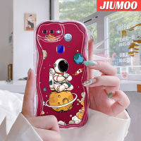 เคส JIUMOO สำหรับ OPPO R17 R15 Pro เคสลายการ์ตูนจรวดนักบินอวกาศเคสมือถือกันกระแทกแบบใสนิ่มลายเนื้อครีมกรอบเป็นลอนโปร่งใสลายกล้องถ่ายรูปฝาครอบป้องกันซิลิกาเจลสุดสร้างสรรค์