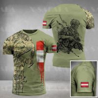 AUSTRIAN Veteran ARMY Soldier Country Flag 3D Printed High Quality Milk Fiber T-shirt Summer Round Neck Men Female Casual Top-2