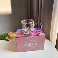 Love double-layer quicksand cup heart bobo cup niche color handle gift set exquisite childrens water cup cup mug glass