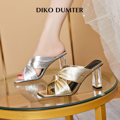 DikoDumter รองเท้าส้นสูงแฟชั่นสีทอง,รองเท้าปาร์ตี้เปิดนิ้วเท้ารองเท้าส้นสูง
