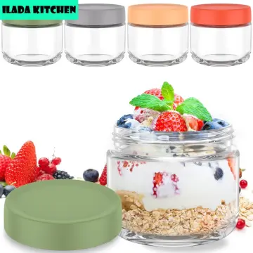 2Pcs/4Pcs Overnight Oats Container with Lid and Spoon 10oz