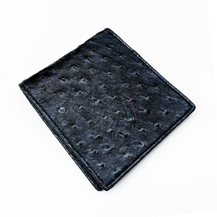 ostrich-bifold-wallet-black-color-กระเป๋าหนังนกกระจอกเทศสีดำ-เป็นกระเป๋าหนัง-exotic-ที่สำหรับทั้งชายและหญิง