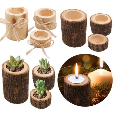 Wooden Candlestick Candle Holder Round Candle Holder Table Desktop Decoration Plant Flower Plot 2021New