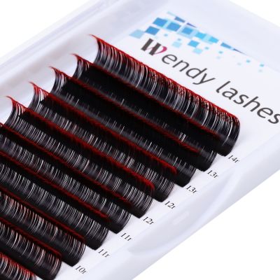 Ombre Colored Eyelash Extension 12Row Individual Lashes Faux Mink Classic Red Green Brown Blue Purple Lash Professional Supplies