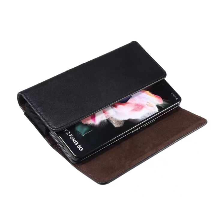 case-สำหรับ-samsung-z-fold3-z-fold2พับหนังแท้ศัพท์กระเป๋าเข็มขัดห่วงผู้ชายกลางแจ้งสมบัติหรูหรากระเป๋าศัพท์มือถือ