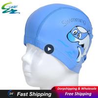 Pu Coated Swimming Hat On Sale Cartoon Ear Protector Cute Waterproof Swim Caps For Children Kids Children Swimming Cap Soft Swim Caps