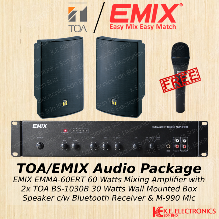EMIX/TOA Audio Package with EMIX EMMA-60ERT 60 Watts Mixing Amplifier c ...