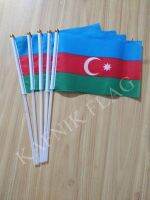 Kafnik 14*21ซม. Azerbaijan โบกธงมือถือประจำชาติพร้อมเสาสำหรับตกแต่งโฆษณา Gratis Ongkir 5ชิ้น