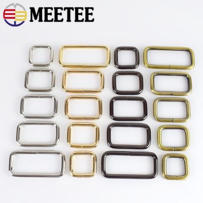 10Pcs Meetee Rectangle Metal Buckles Webbing Belt Leather Ring Buckle Clasp Handbag Strap Clip Adjuster DIY Hardware Accessories Furniture Protectors